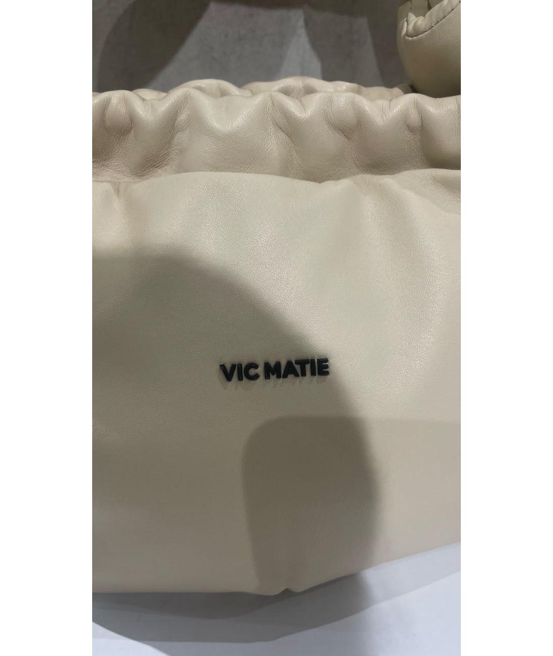 VIC MATIE Бежевая кожаная сумка с короткими ручками, фото 6