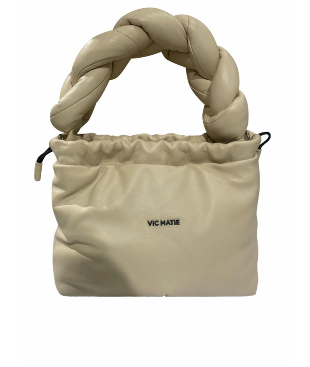 VIC MATIE Бежевая кожаная сумка с короткими ручками, фото 1