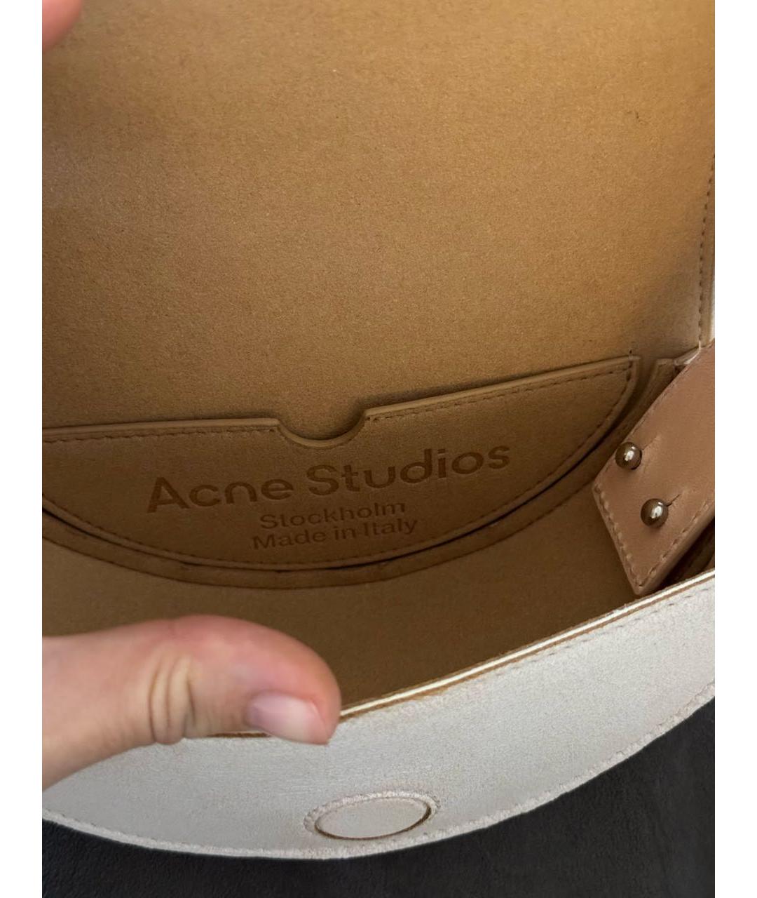 ACNE STUDIOS Белая кожаная сумка с короткими ручками, фото 4