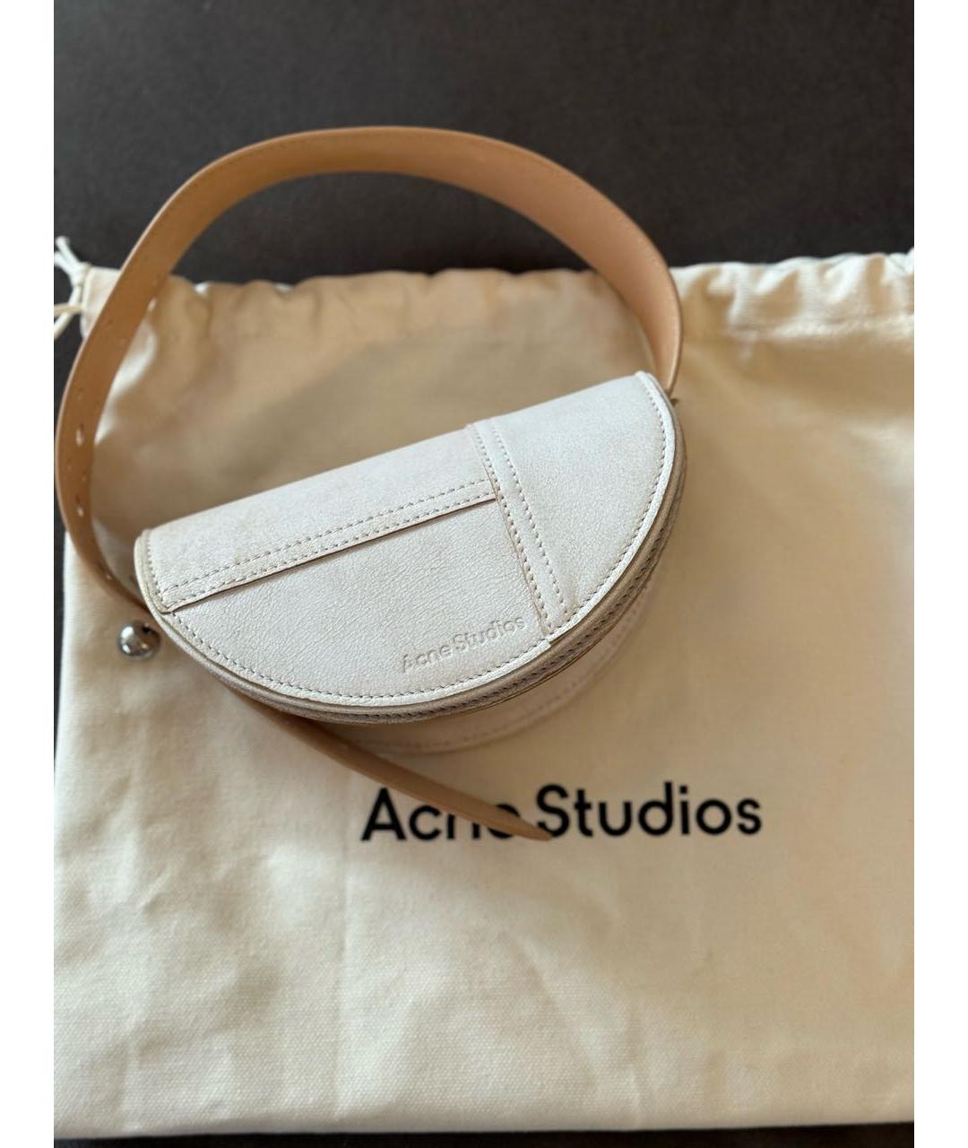 ACNE STUDIOS Белая кожаная сумка с короткими ручками, фото 5