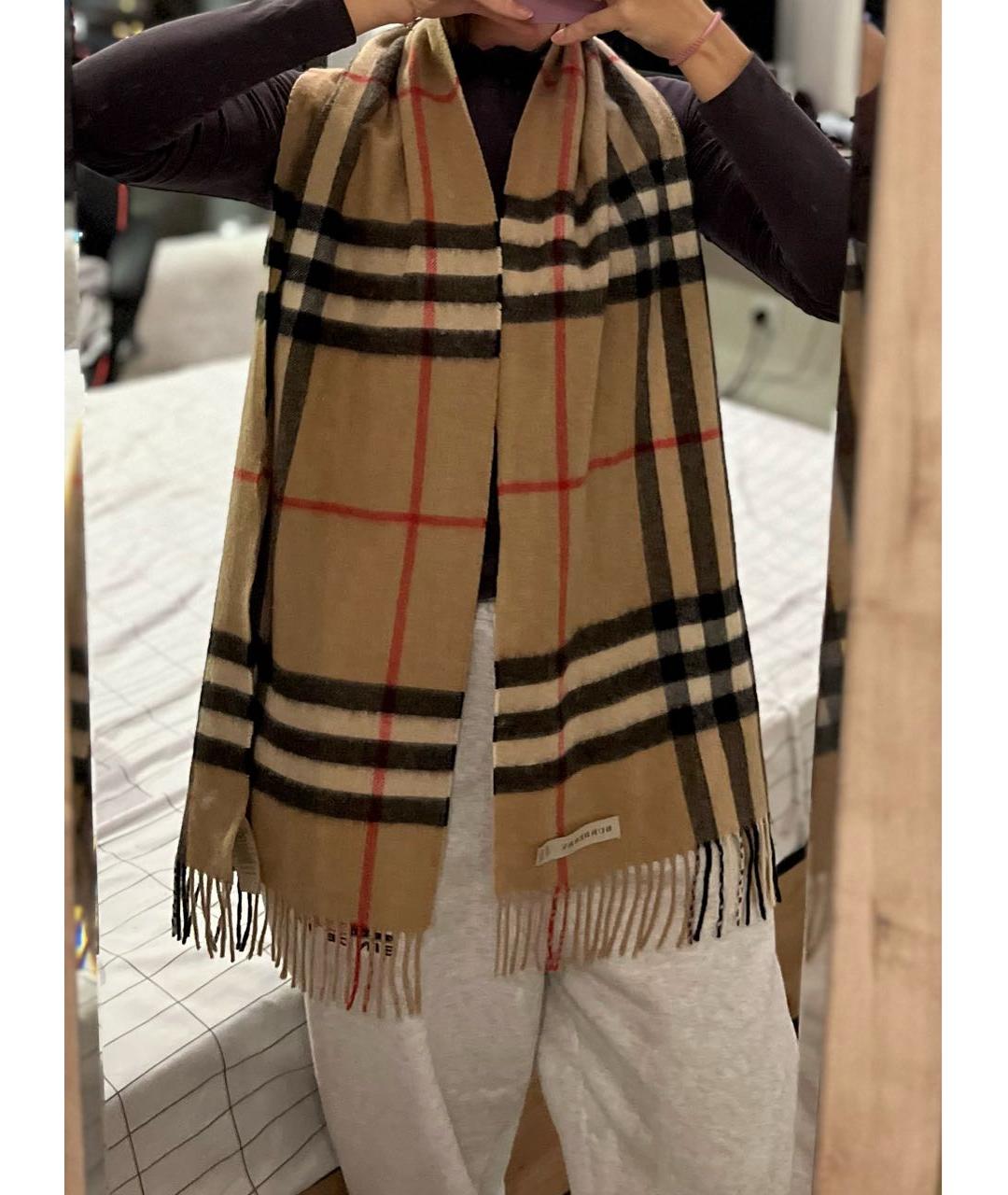 BURBERRY Бежевый кашемировый шарф, фото 7