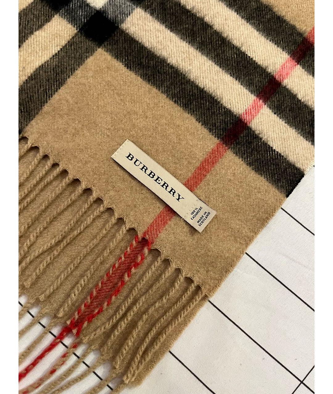 BURBERRY Бежевый кашемировый шарф, фото 3