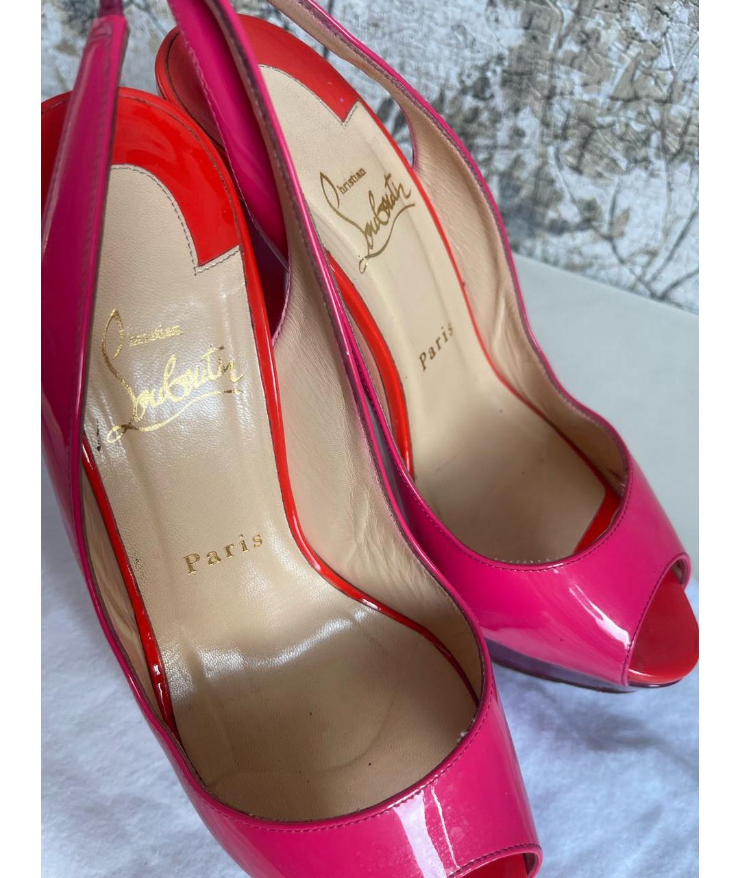 CHRISTIAN LOUBOUTIN Розовые кожаные босоножки, фото 3