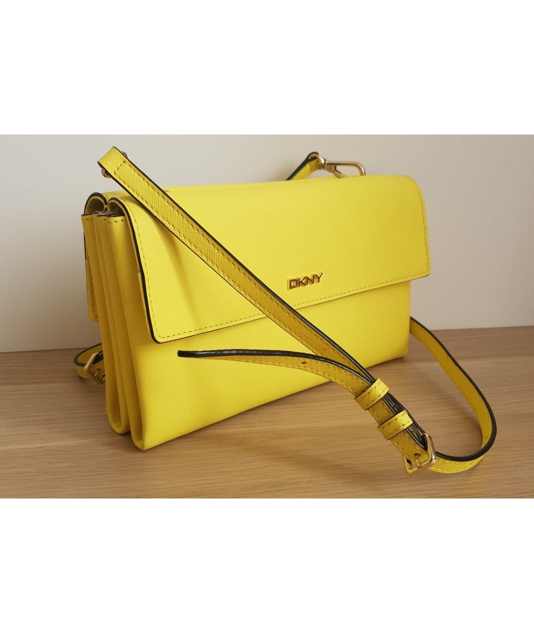 DKNY Желтая кожаная сумка тоут, фото 2