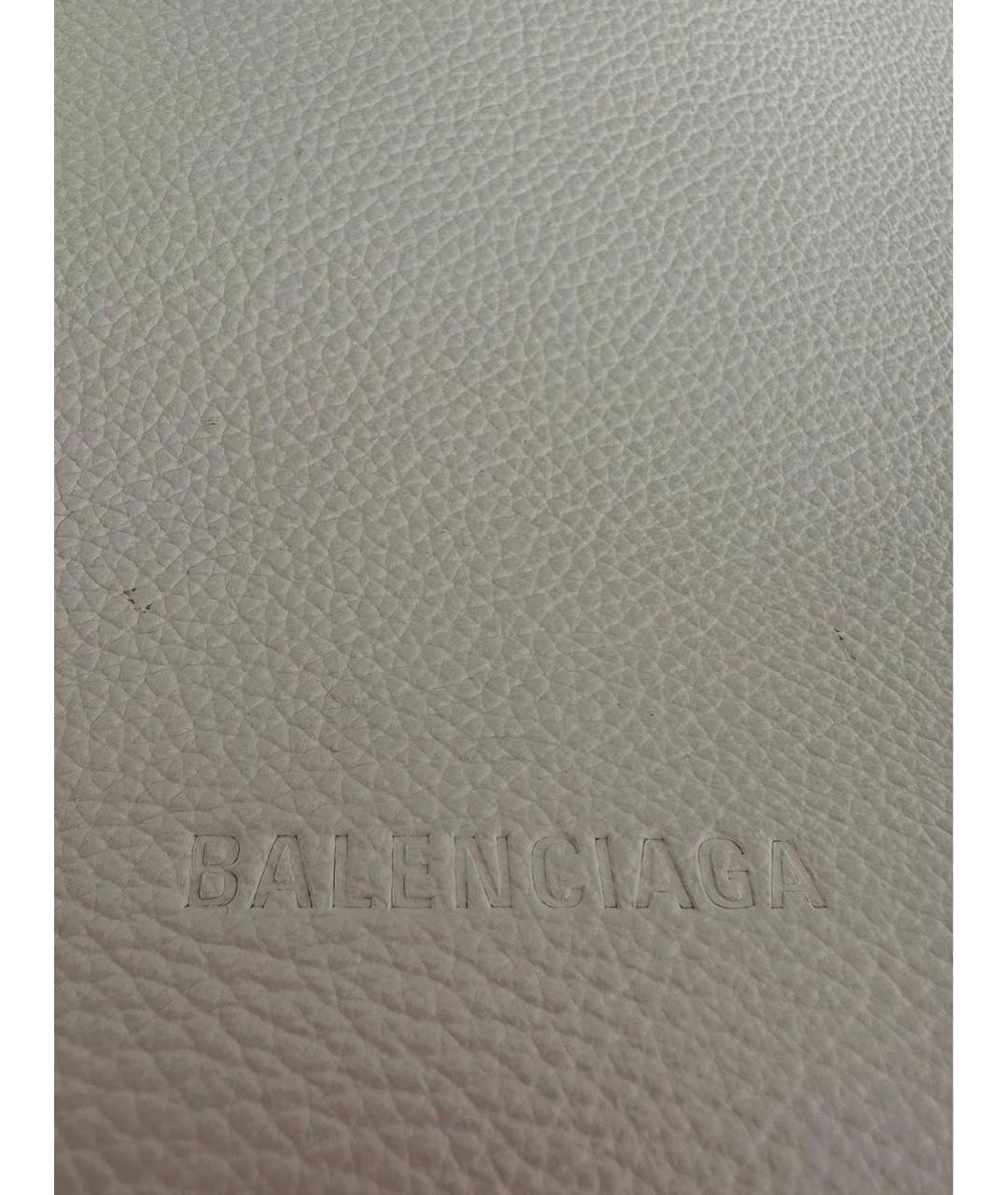 BALENCIAGA Белая кожаная сумка тоут, фото 5