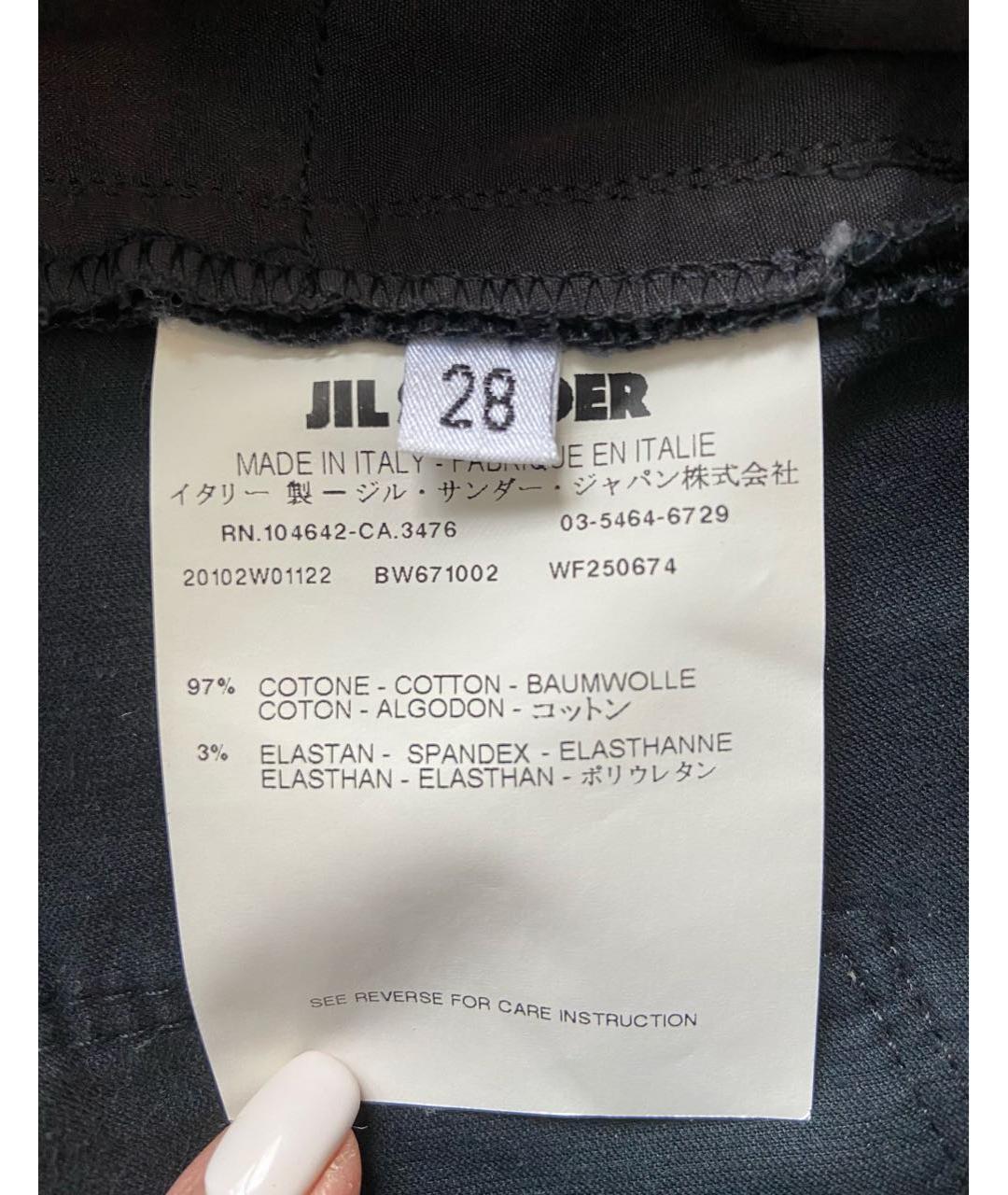 JIL SANDER Черные хлопко-эластановые прямые джинсы, фото 6