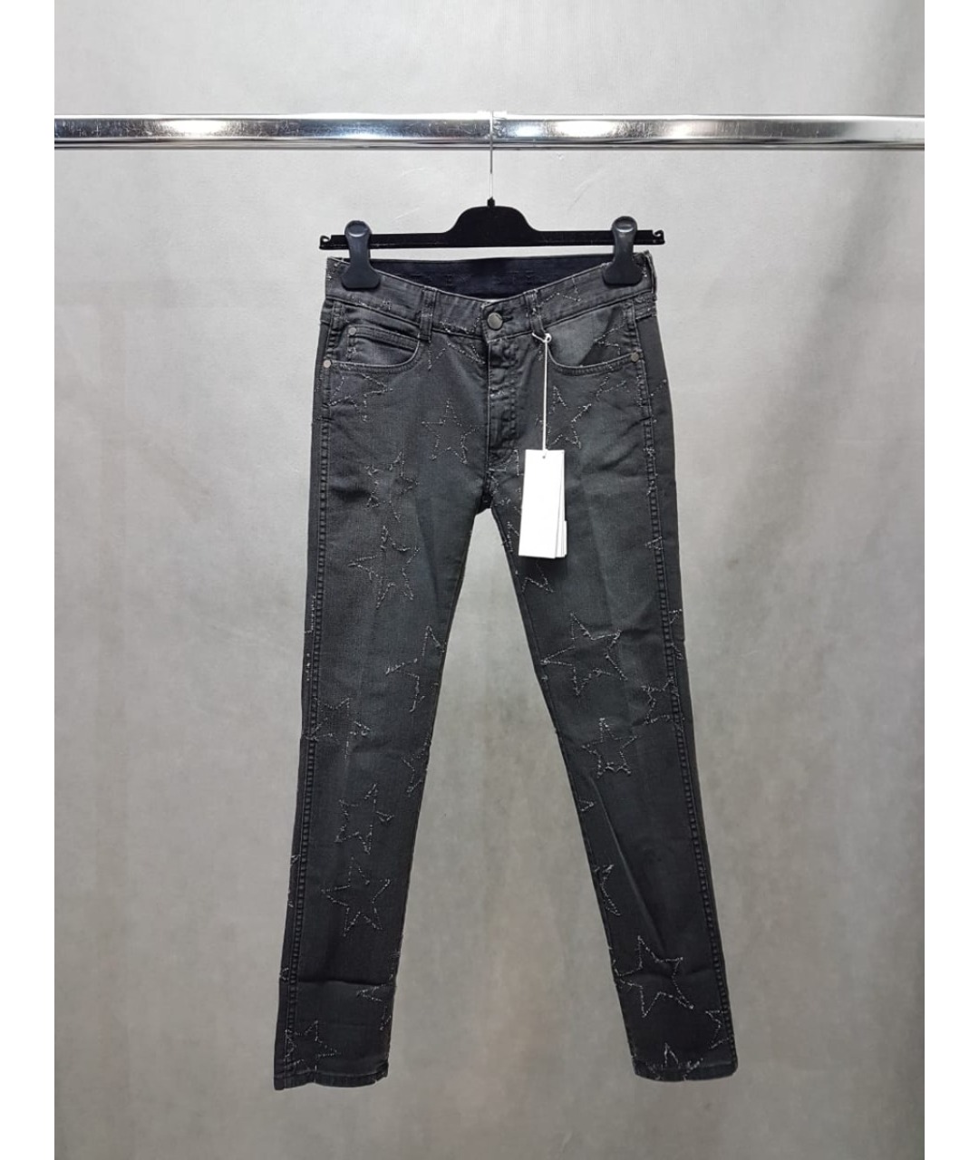 STELLA MCCARTNEY Черные хлопковые прямые джинсы, фото 8