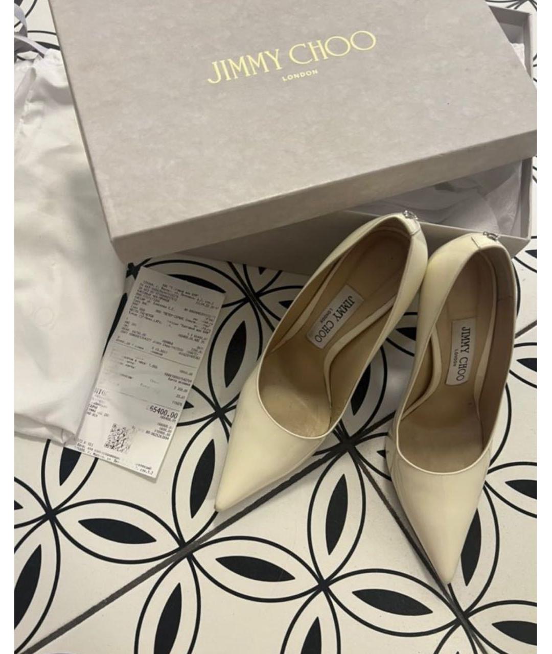 JIMMY CHOO Белые туфли из лакированной кожи, фото 5