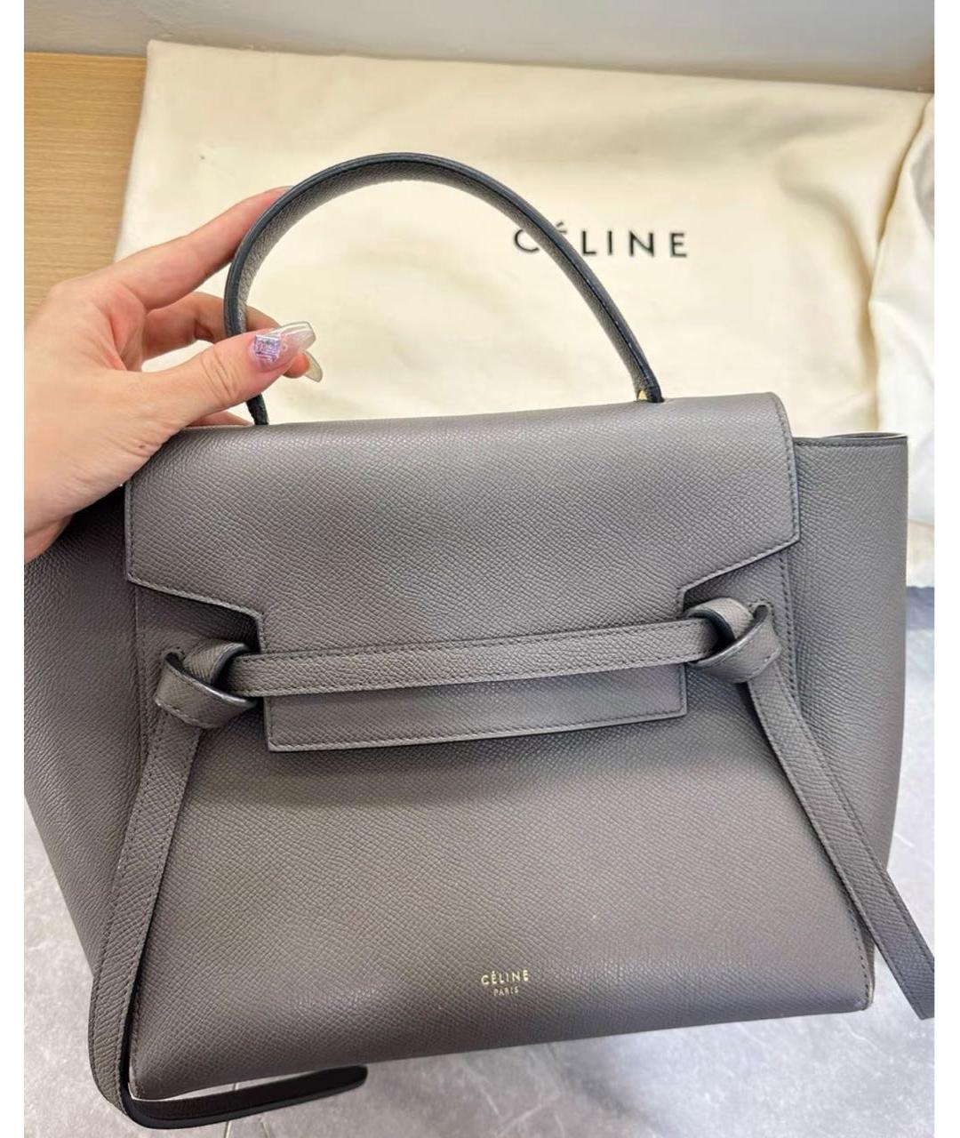 CELINE Серая кожаная сумка через плечо, фото 2