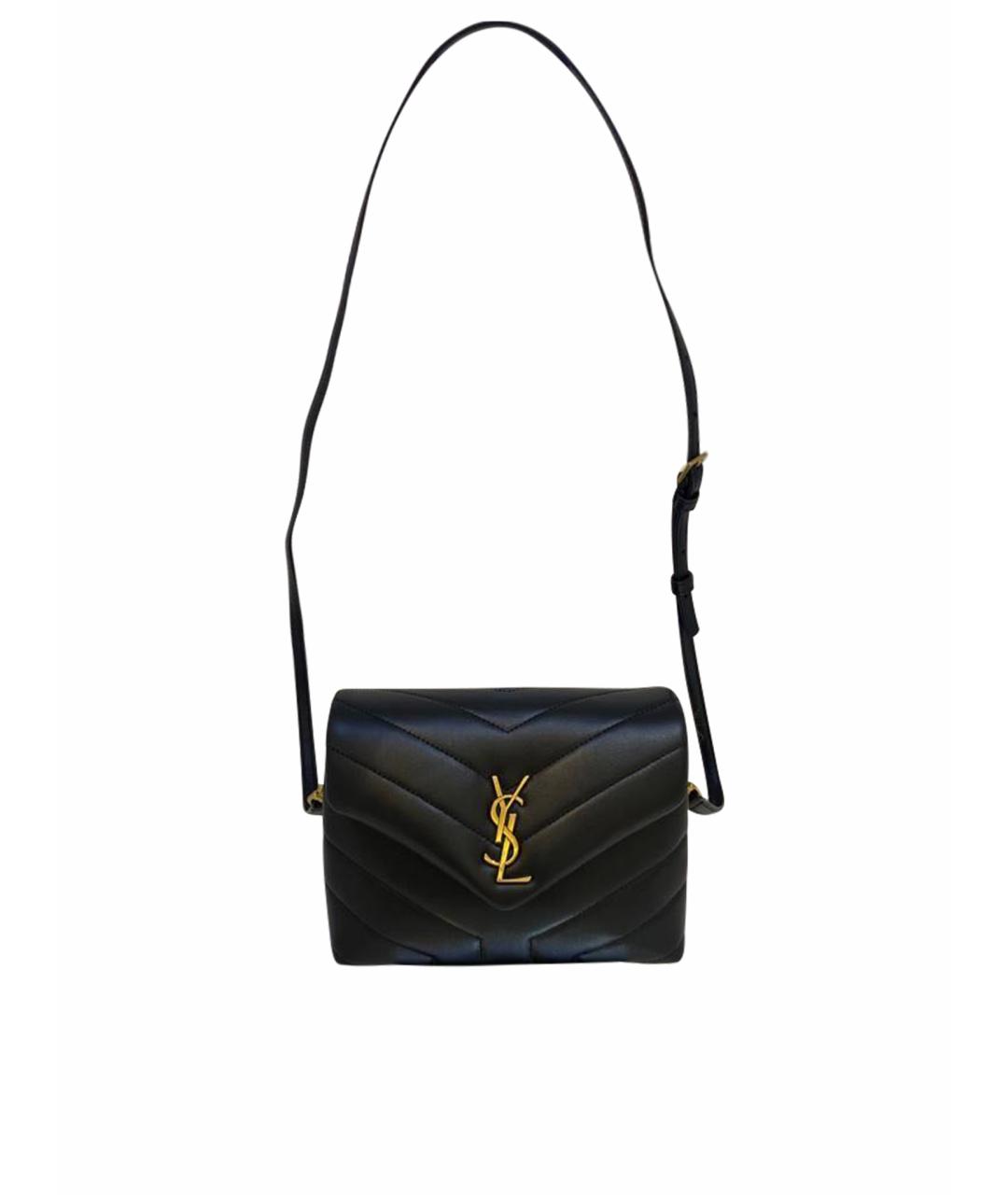 SAINT LAURENT Черная кожаная сумка через плечо, фото 2