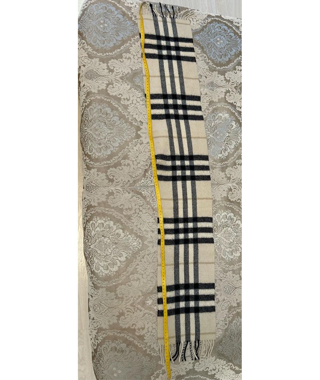 BURBERRY Белый шерстяной шарф, фото 5