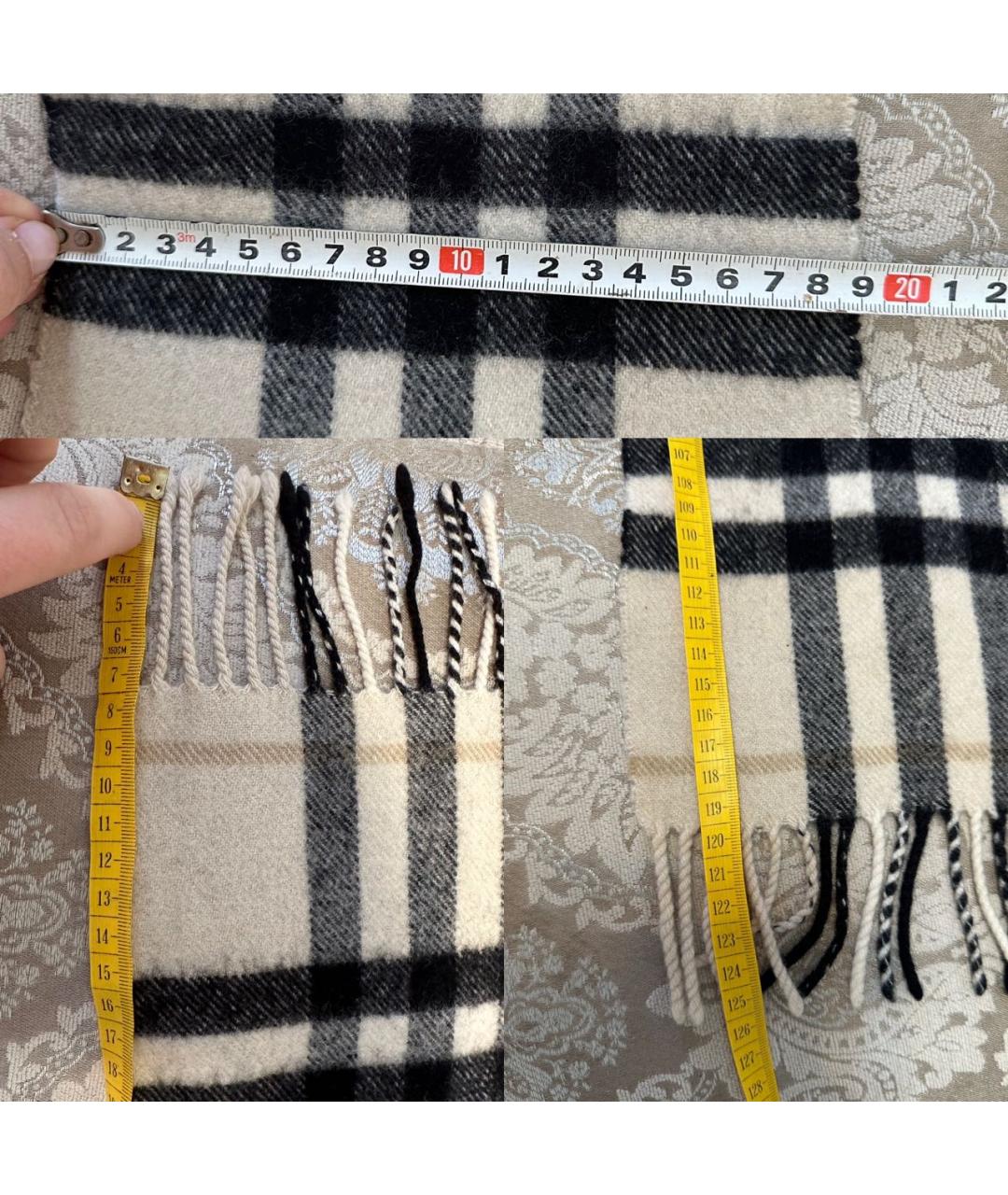 BURBERRY Белый шерстяной шарф, фото 6