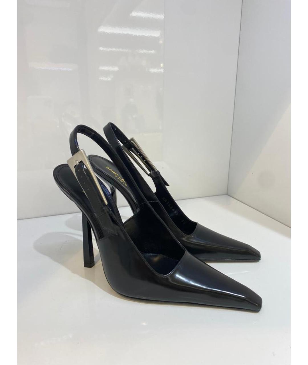SAINT LAURENT Черные кожаные туфли, фото 3