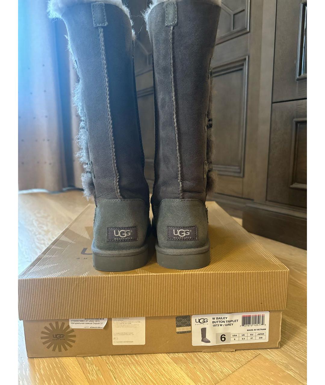 UGG AUSTRALIA Серые замшевые сапоги, фото 4