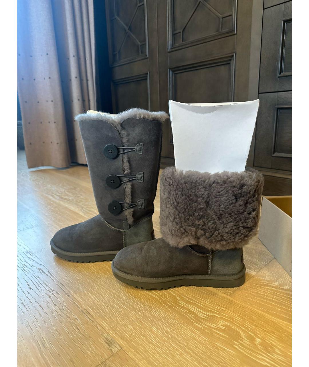 UGG AUSTRALIA Серые замшевые сапоги, фото 8