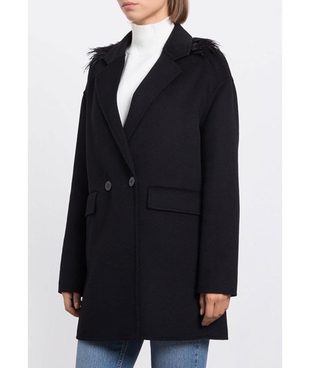 TWIN-SET Черное полиэстеровое пальто, фото 4