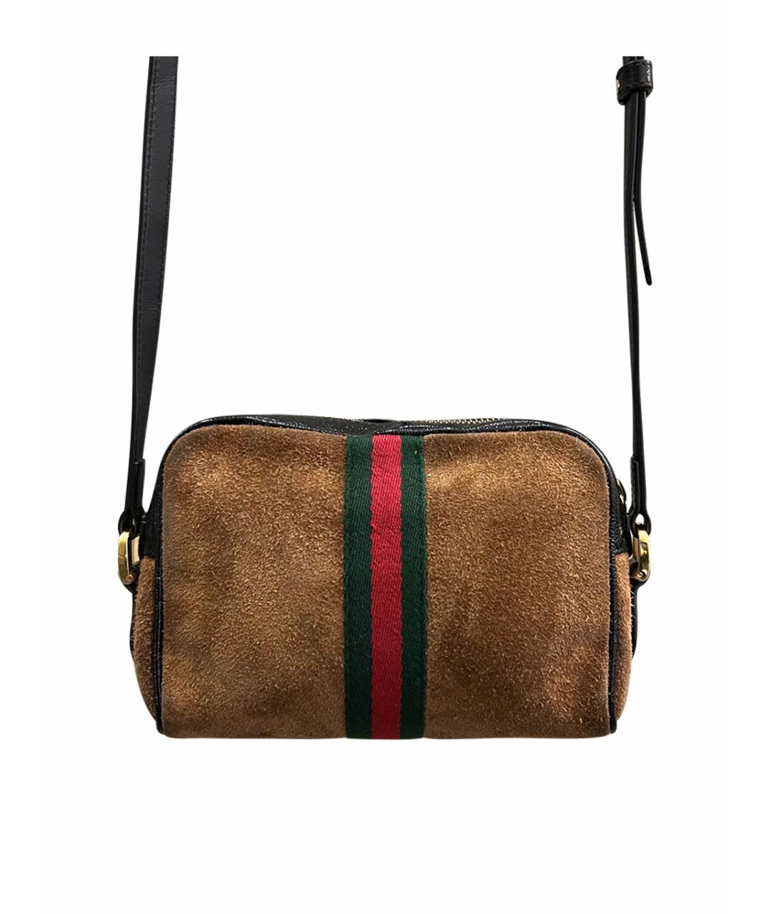 GUCCI Коричневая замшевая сумка через плечо, фото 1