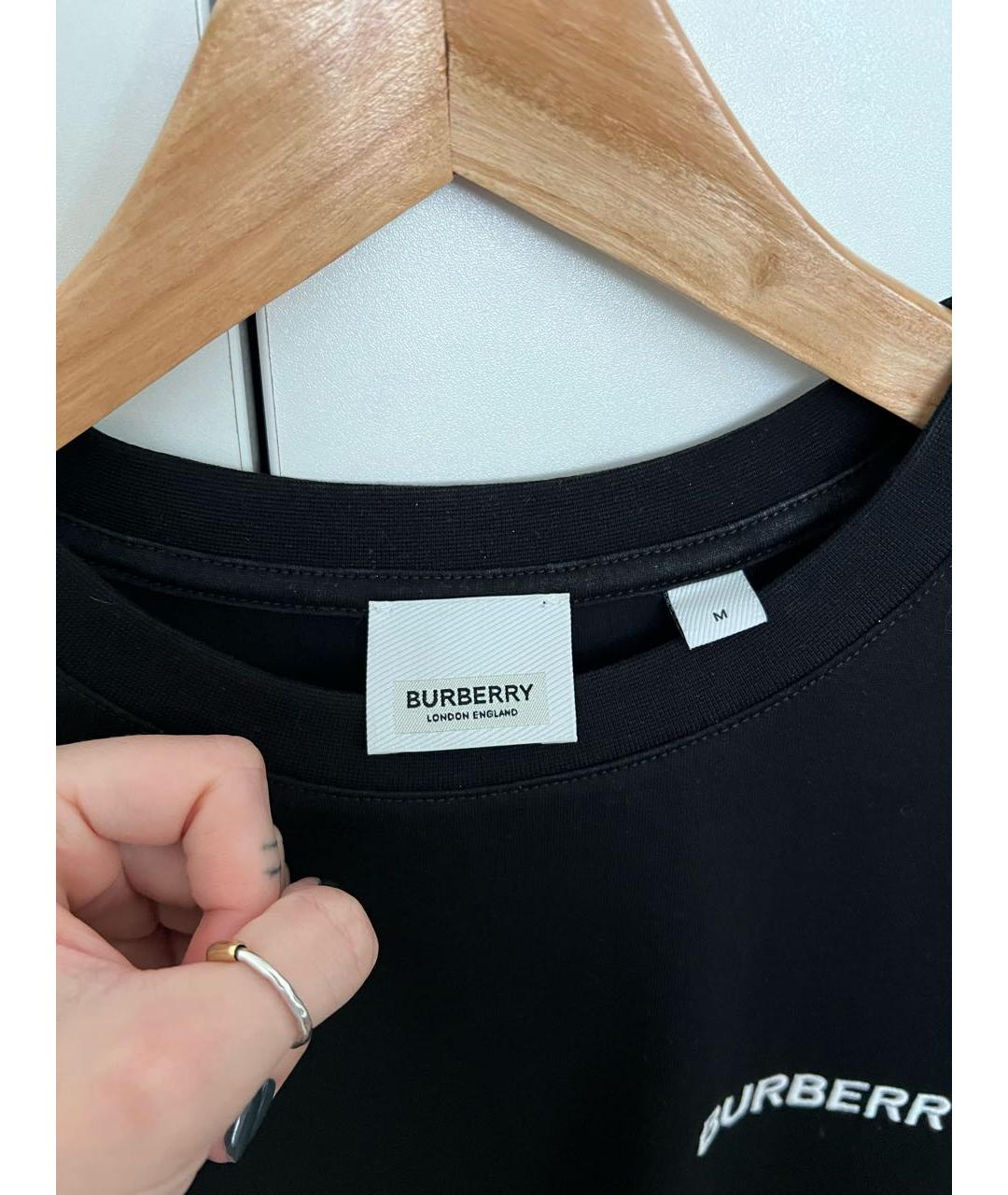 BURBERRY Черная хлопковая футболка, фото 3