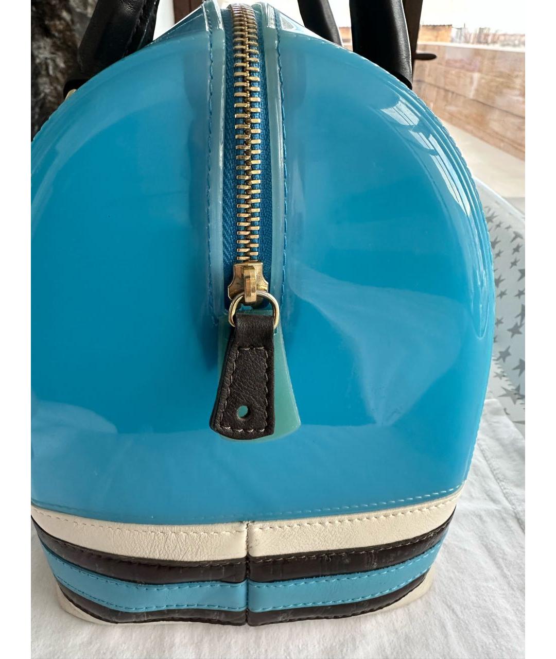 FURLA Голубая твиловая сумка с короткими ручками, фото 3