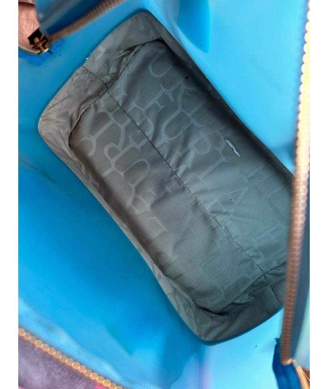 FURLA Голубая твиловая сумка с короткими ручками, фото 4