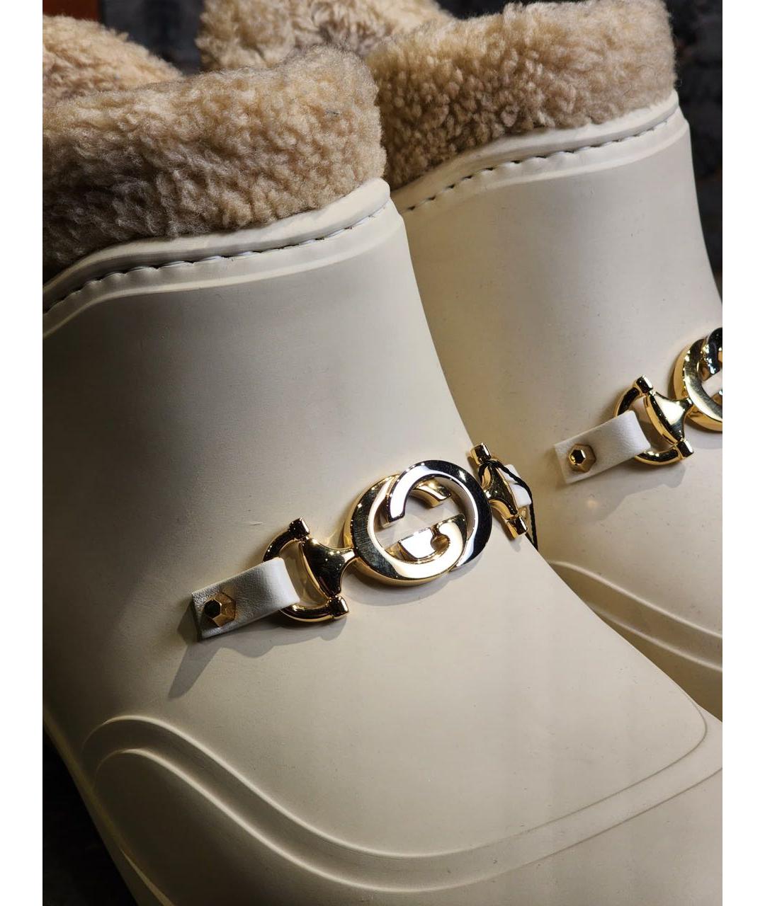GUCCI Белые кожаные ботинки, фото 3