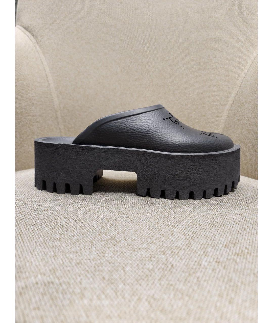 GUCCI Черные кожаные сабо, фото 5