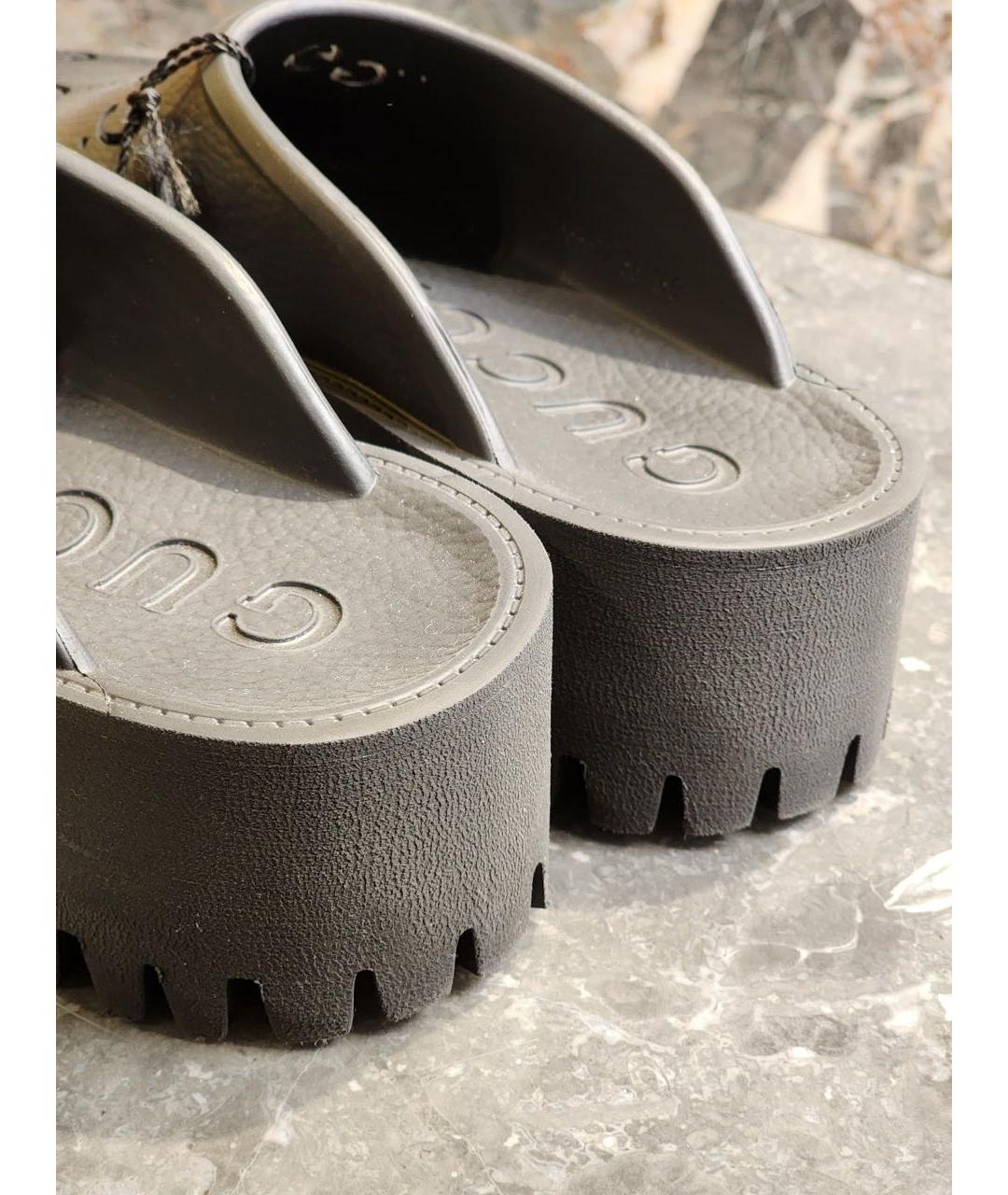 GUCCI Черные кожаные сабо, фото 4