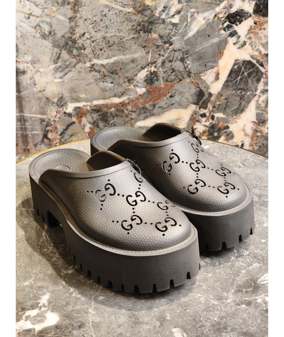 GUCCI Черные кожаные сабо, фото 2