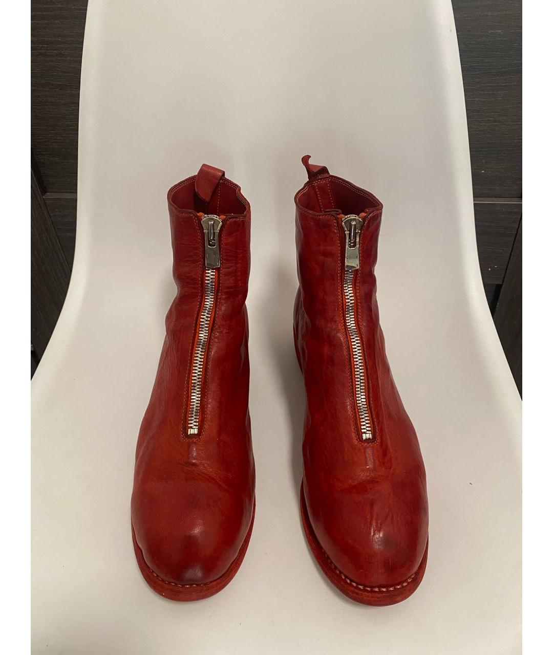 GUIDI Бордовые кожаные высокие ботинки, фото 2