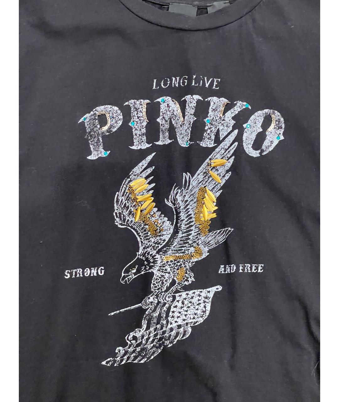PINKO Черная хлопковая футболка, фото 3
