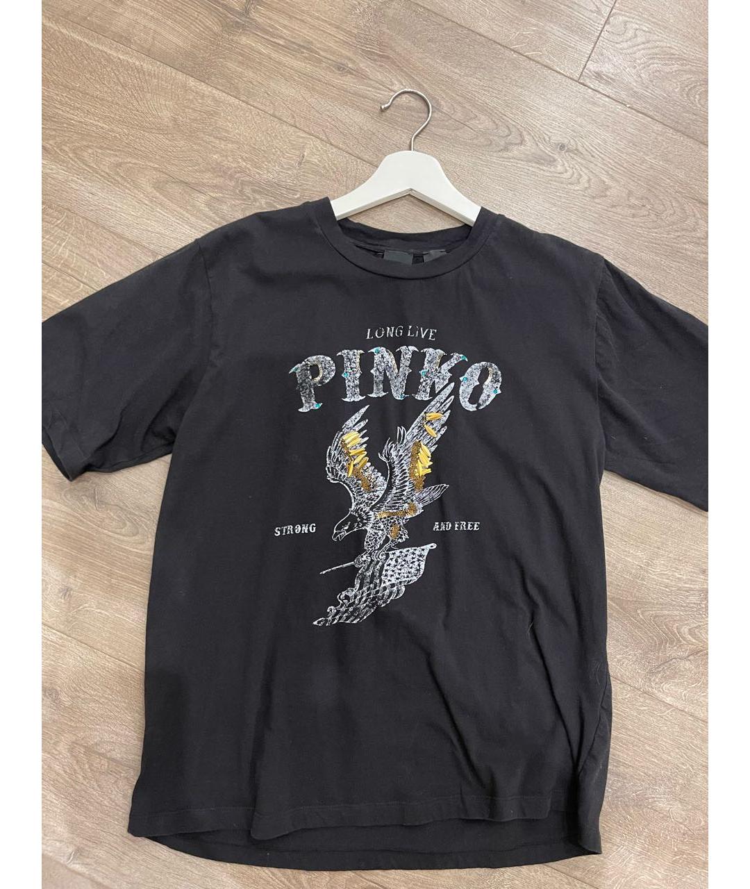 PINKO Черная хлопковая футболка, фото 2