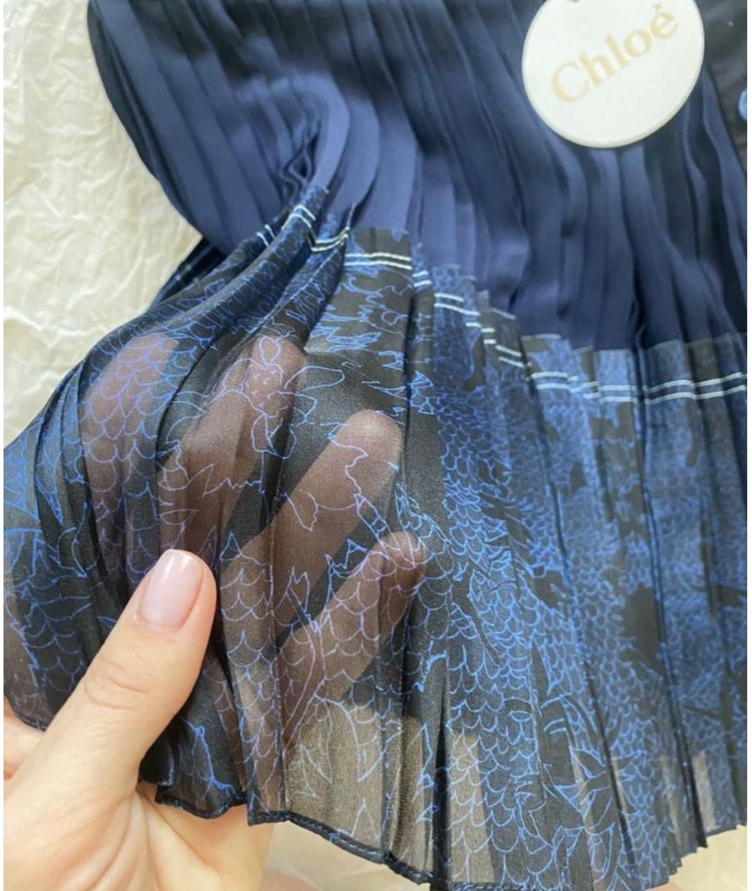 CHLOE Синяя шелковая юбка мини, фото 5