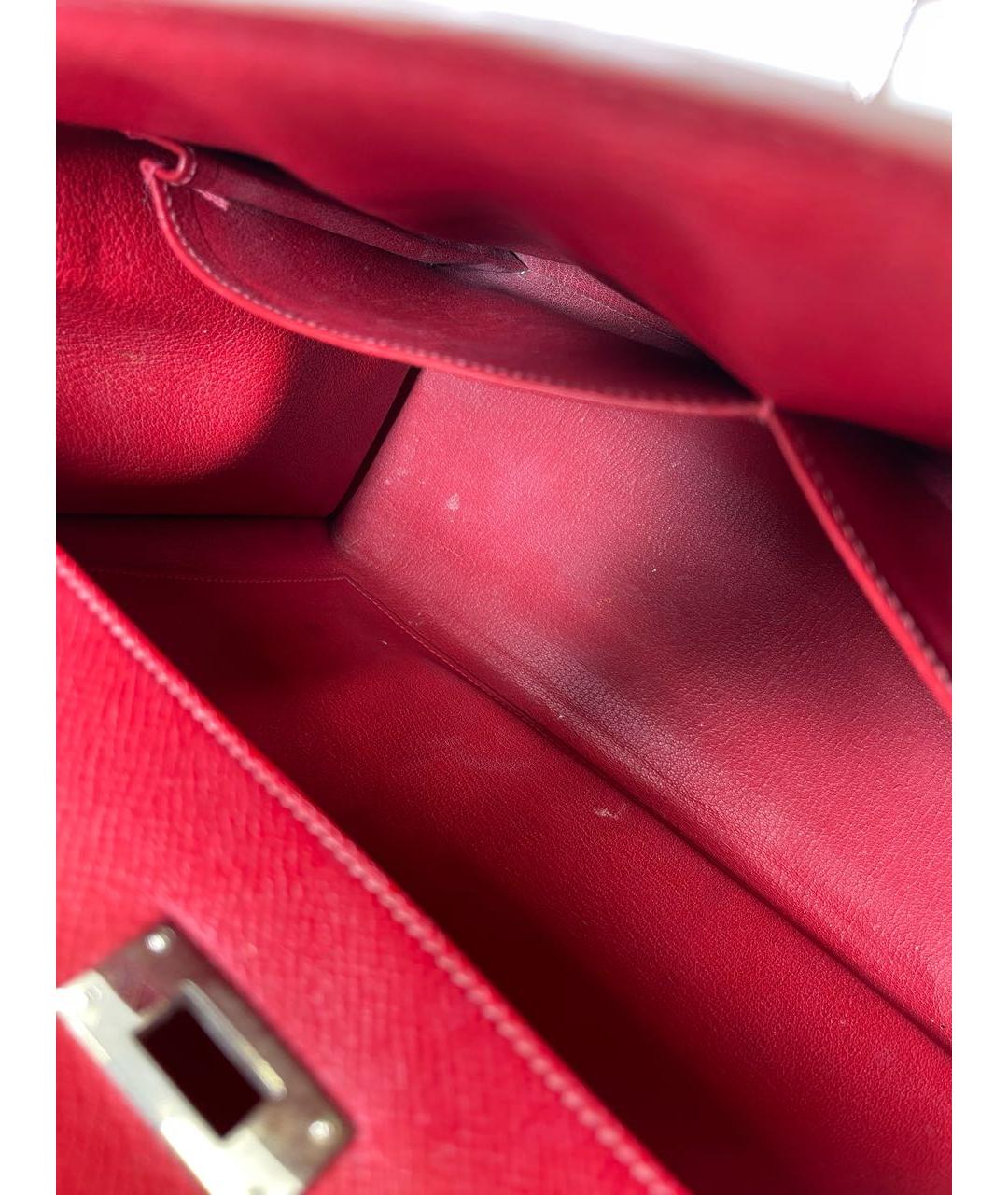 HERMES Красная кожаная сумка с короткими ручками, фото 6