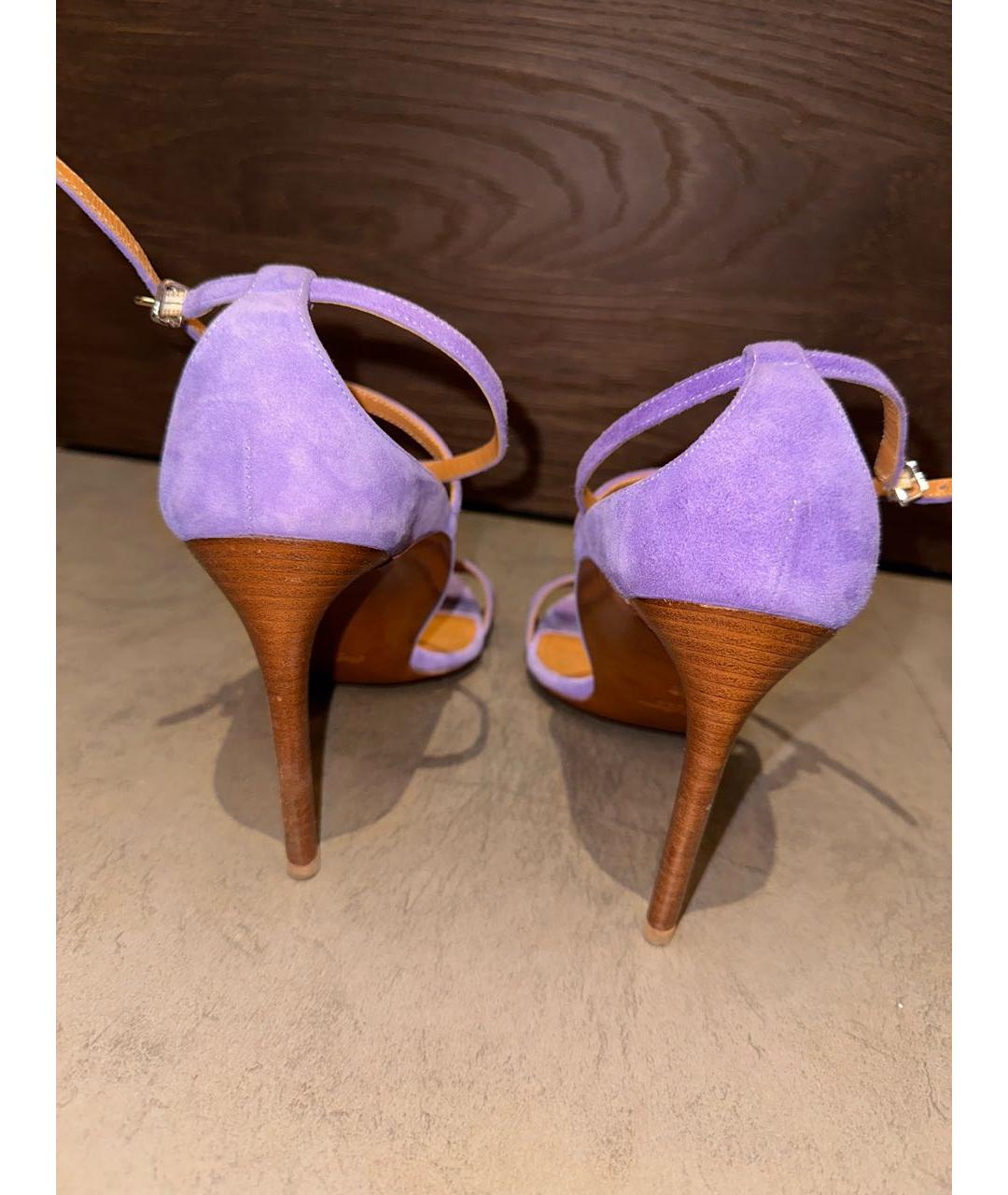 RALPH LAUREN PURPLE LABEL Фиолетовые замшевые босоножки, фото 4