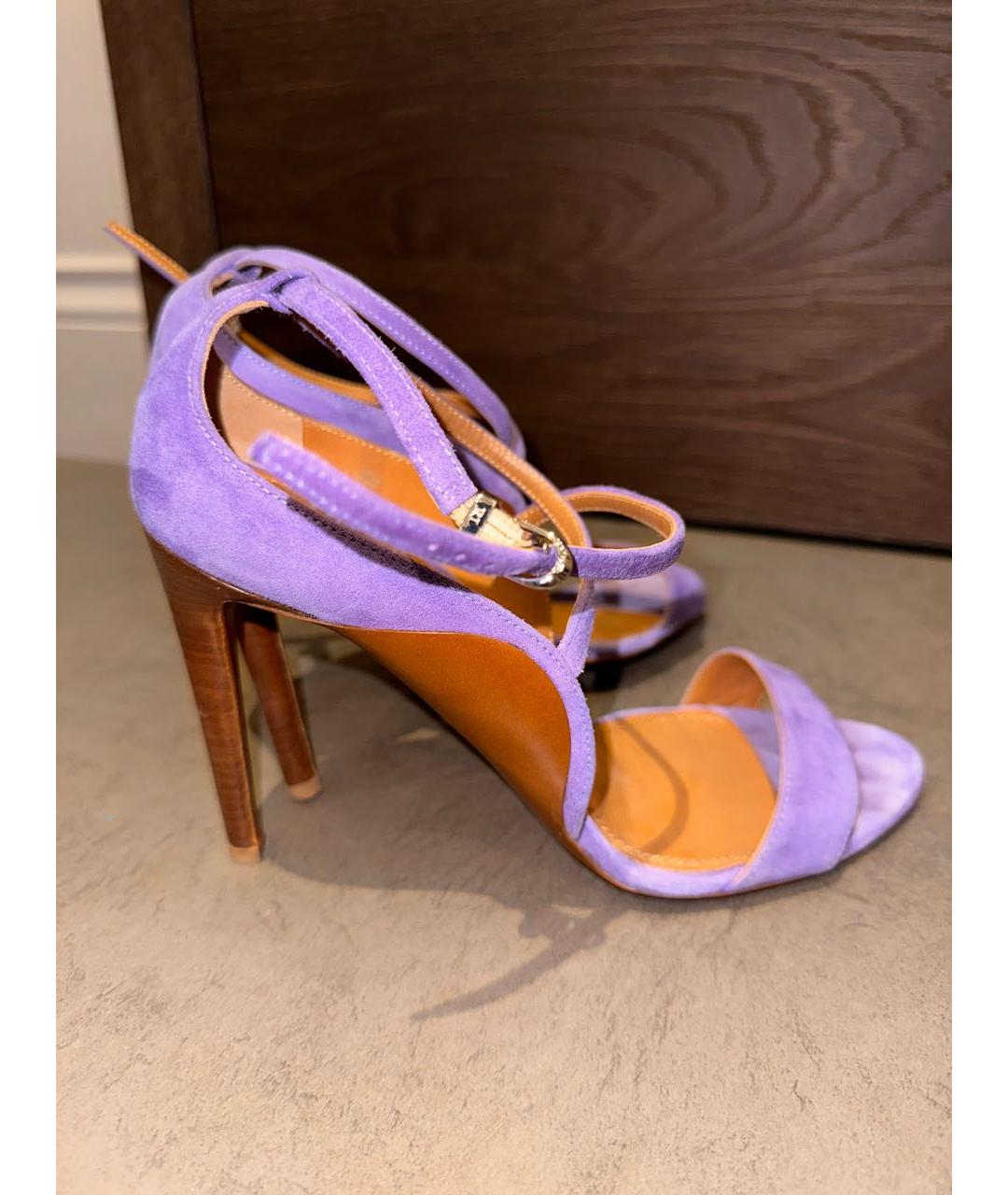RALPH LAUREN PURPLE LABEL Фиолетовые замшевые босоножки, фото 6