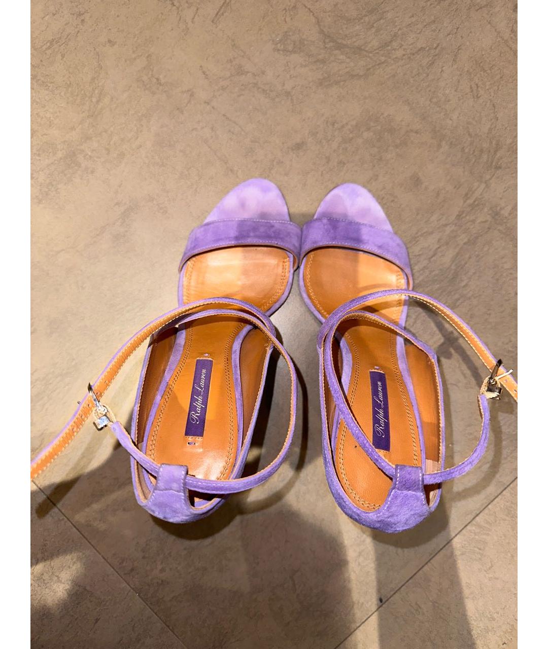 RALPH LAUREN PURPLE LABEL Фиолетовые замшевые босоножки, фото 3