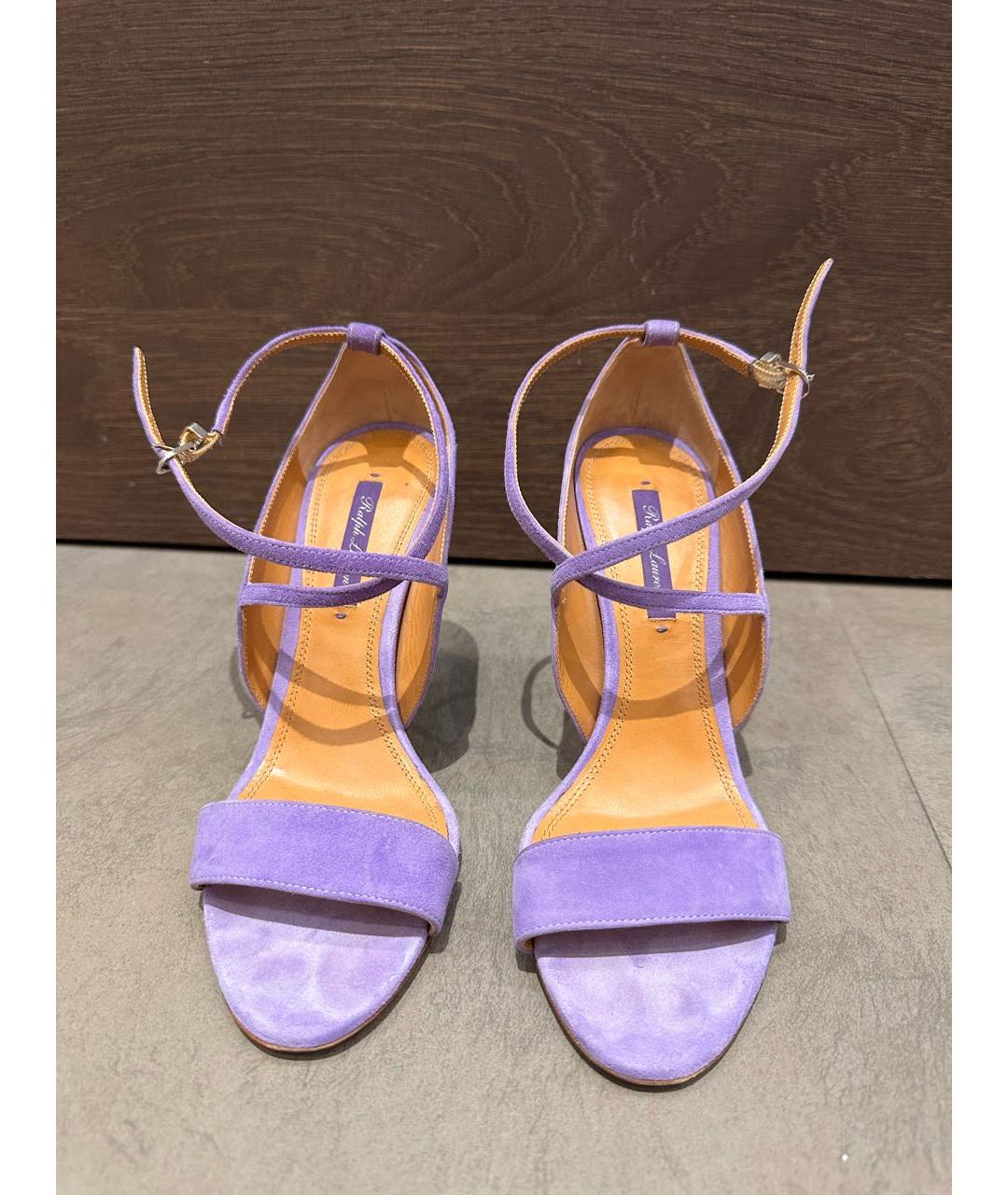 RALPH LAUREN PURPLE LABEL Фиолетовые замшевые босоножки, фото 2
