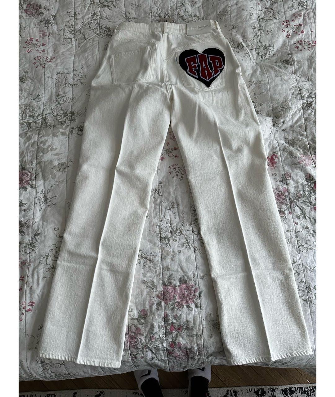 FILLES A PAPA Белые хлопковые прямые джинсы, фото 5
