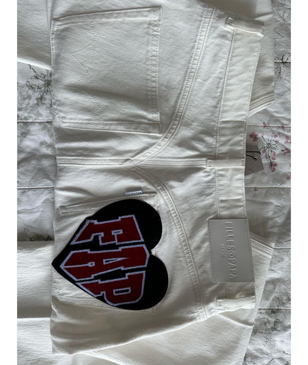 FILLES A PAPA Белые хлопковые прямые джинсы, фото 3