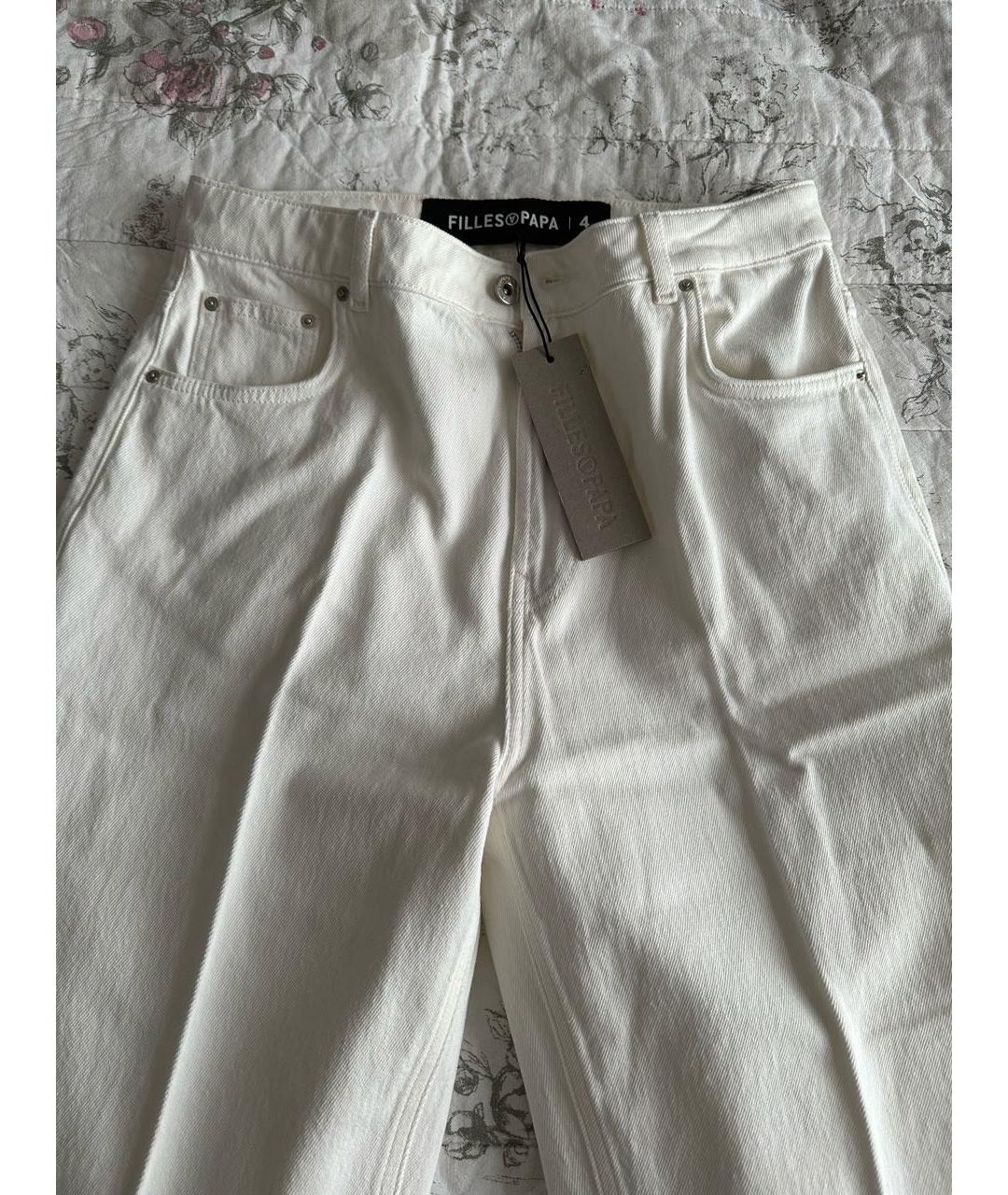 FILLES A PAPA Белые хлопковые прямые джинсы, фото 9