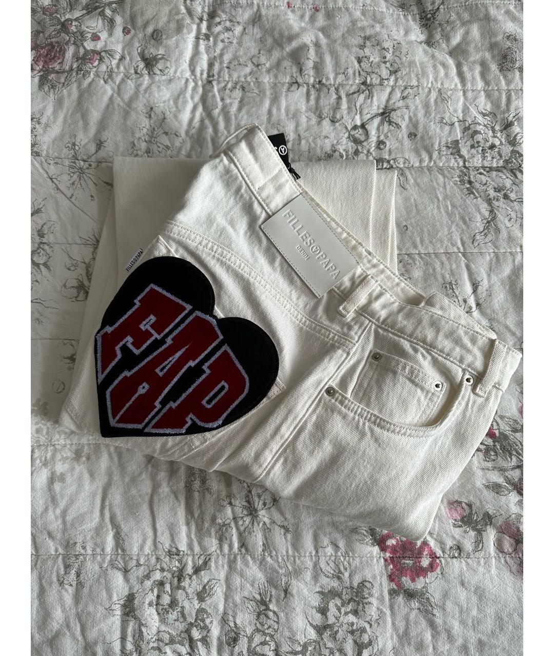 FILLES A PAPA Белые хлопковые прямые джинсы, фото 6