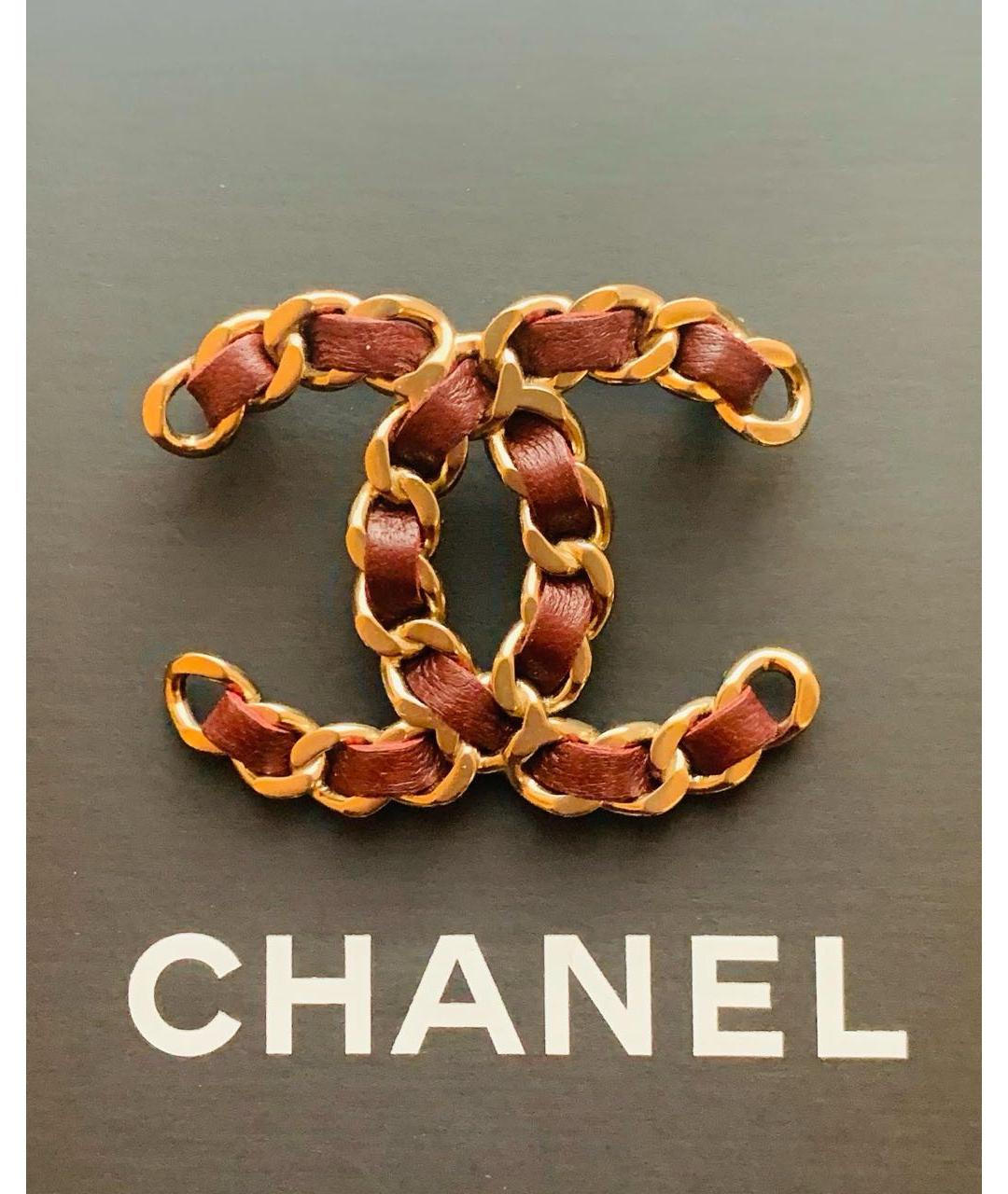 CHANEL Коричневая металлическая булавка / брошь, фото 4