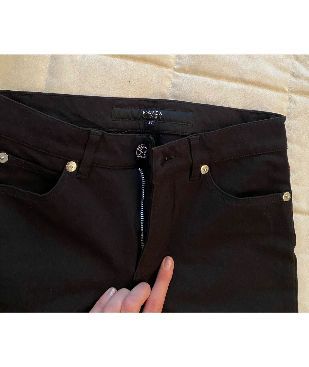 ESCADA Черные хлопко-эластановые прямые джинсы, фото 3