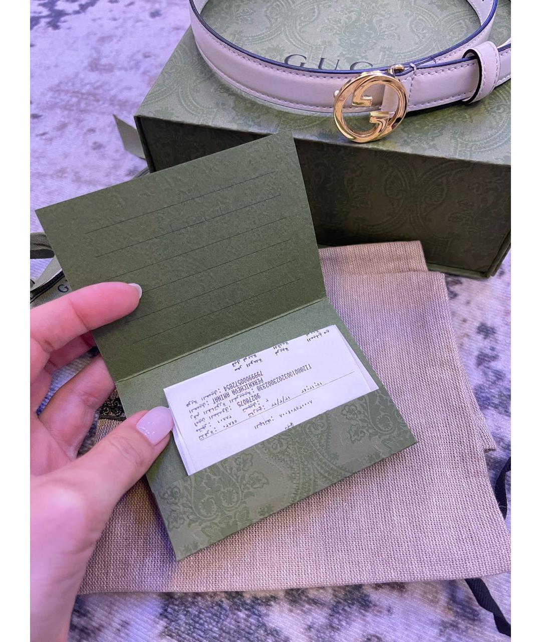 GUCCI Белый кожаный ремень, фото 3