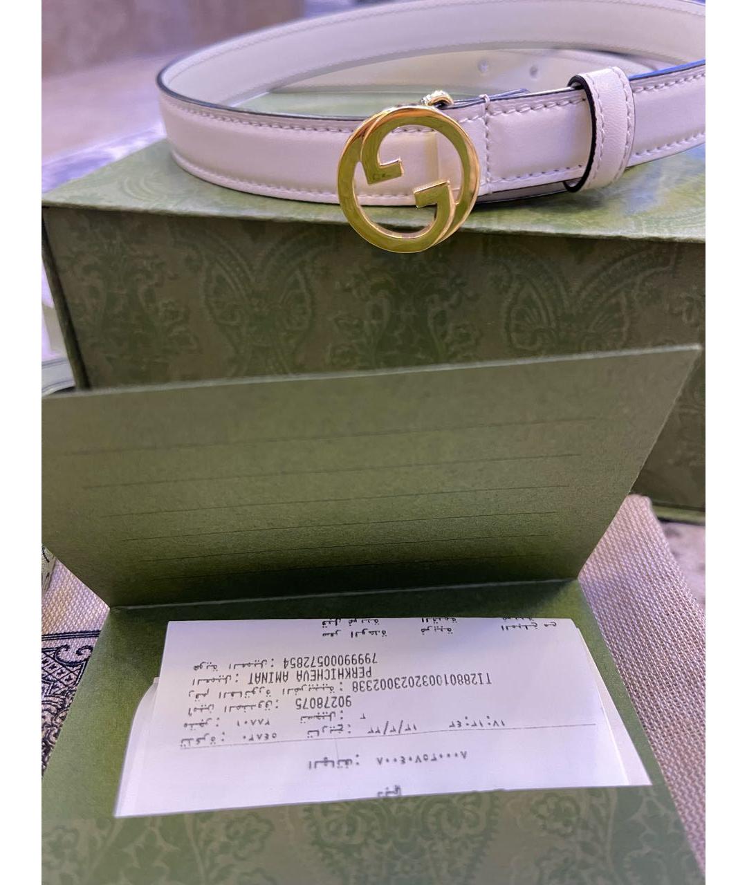 GUCCI Белый кожаный ремень, фото 4
