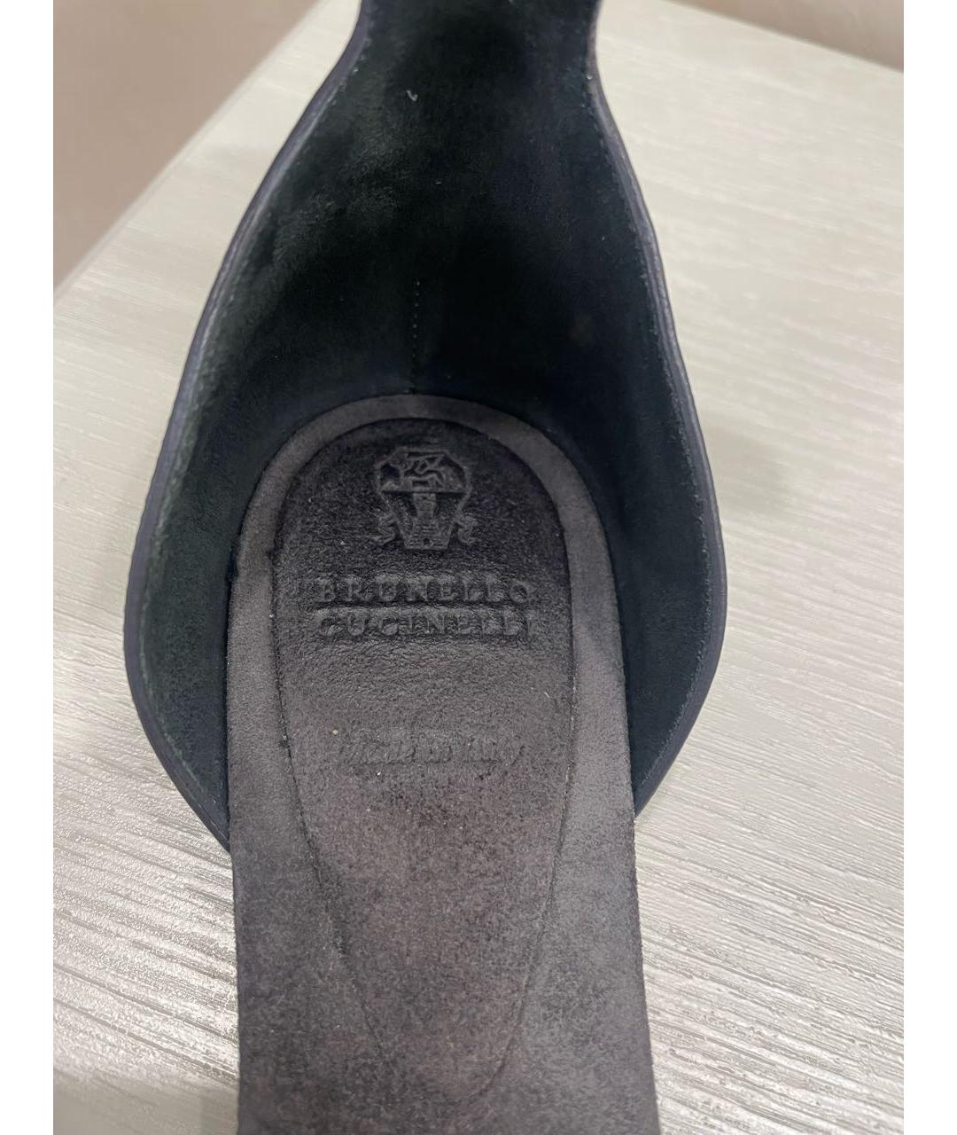 BRUNELLO CUCINELLI Бежевые кожаные лодочки на низком каблуке, фото 5