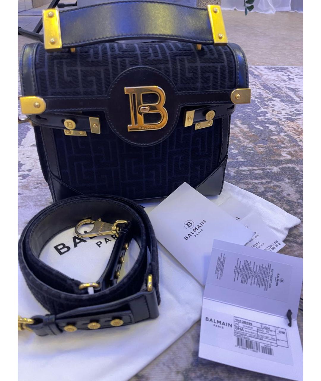 BALMAIN Темно-синяя кожаная сумка через плечо, фото 4