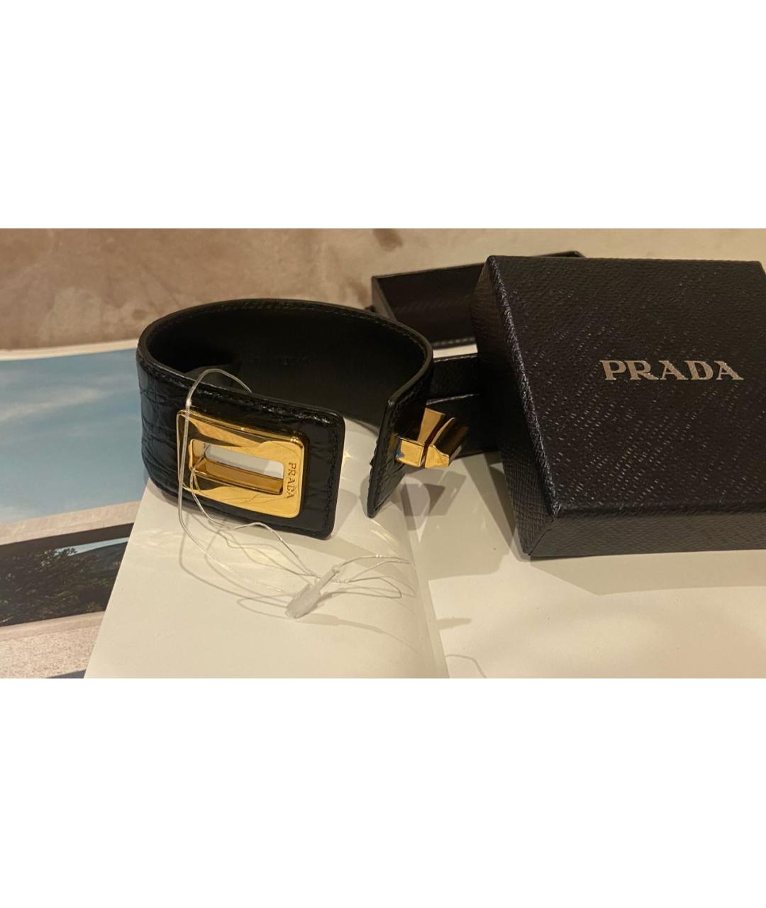 PRADA Черный браслет из экзотической кожи, фото 3