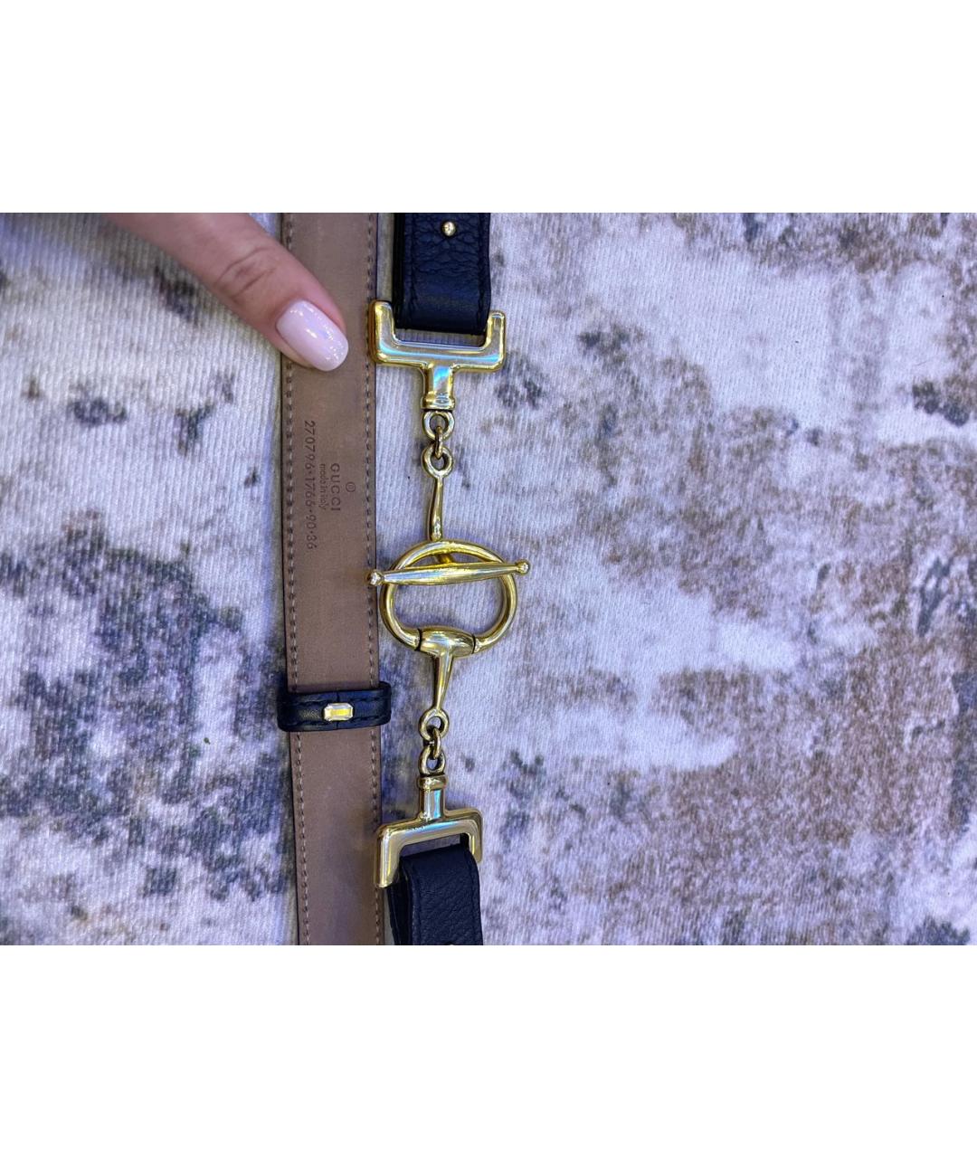 GUCCI Черный кожаный ремень, фото 3