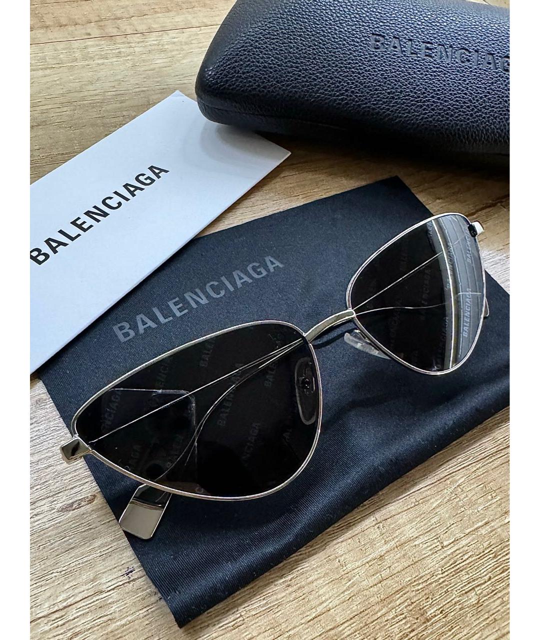 BALENCIAGA Серебряные металлические солнцезащитные очки, фото 3